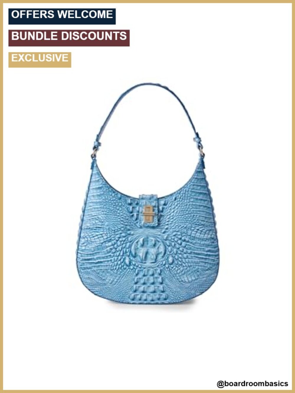 Leather Hobo Shoulder Bag with Turn Lock Closure and Adjustable Strap